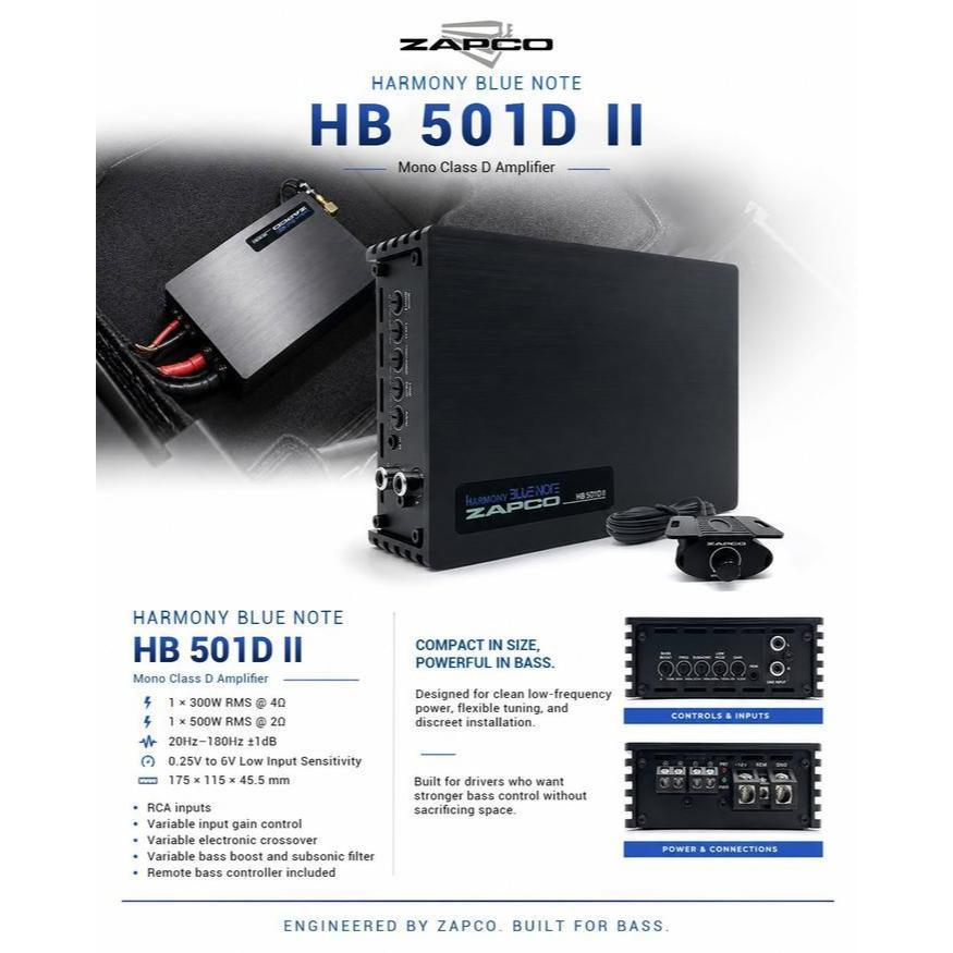 Power Amplifier Monoblock Audio Mobil - Zapco Harmony HB 501D II - Mono Class D Amplifier ORIGINAL Z