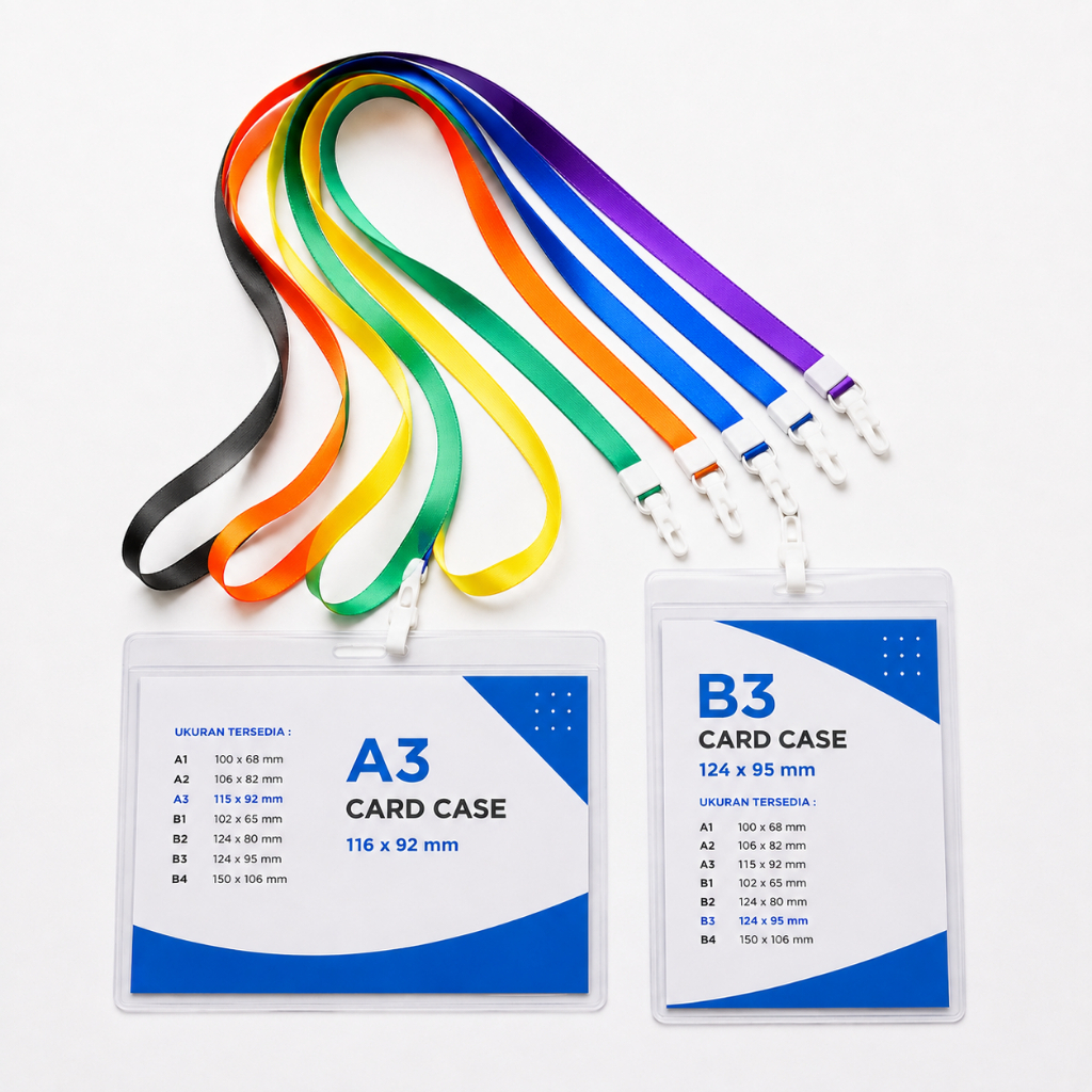 Full Set Tali Name Tag + Id Card Plastik Transparan Tebal Ukuran A3 dan B3 | 1 Set