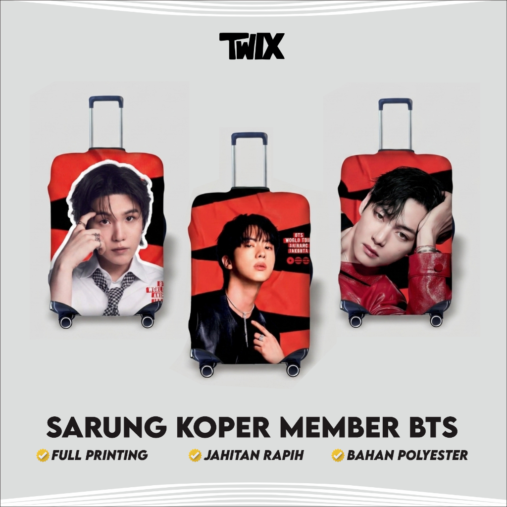 Sarung Koper Custom Unik Full Printing Tema Member BTS bisa Request Nama Pelindung Koper Request Nam