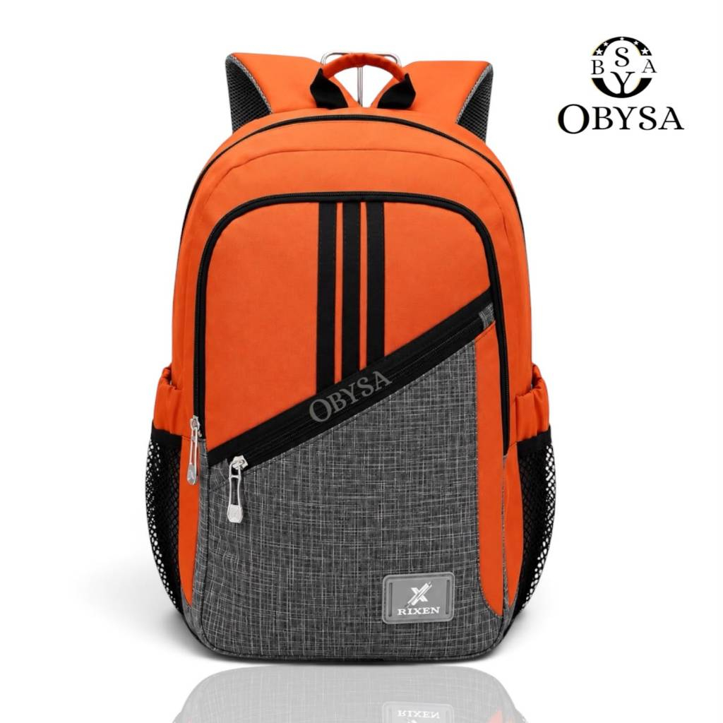 OBYSA - Tas Ransel Sekolah Polo RIXEN Unisex Kombinasi Free Raincover