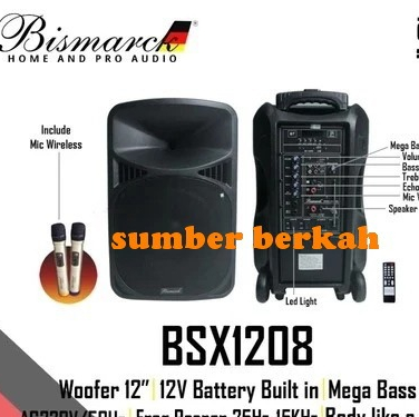 Speaker aktif portable wireless 12 inch BISMARCK BSX 1208 BSX1208 original garansi resmi