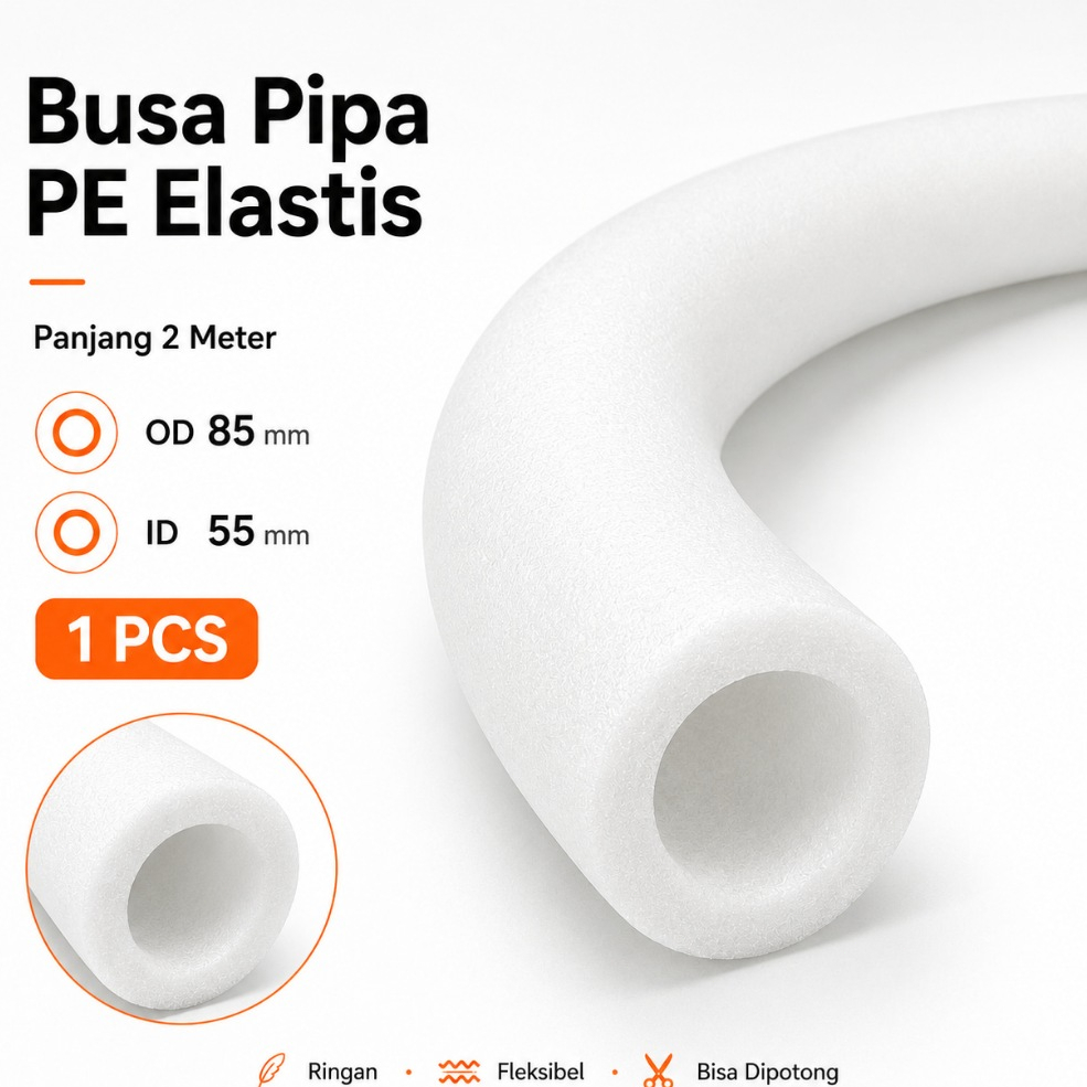 Busa Pipa PE Foam Putih 2 Meter Elastis untuk Dekorasi Pelaminan Backdrop dan Bunga