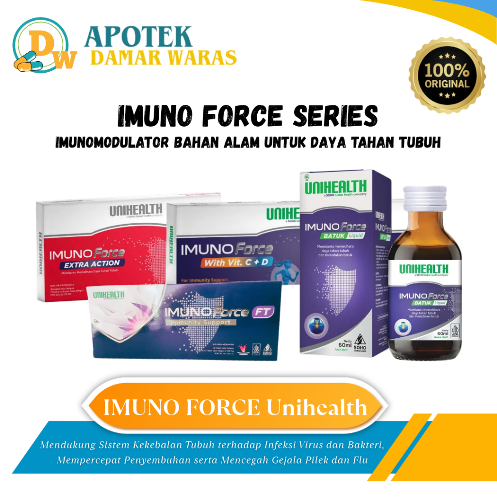 IMUNO FORCE UNIHEALTH Imunomodulator Bahan Alam untuk Daya Tahan Tubuh / IMUNO FORCE FT 20 Kapsul / 