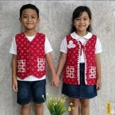 couple rompi batik anak merah putih