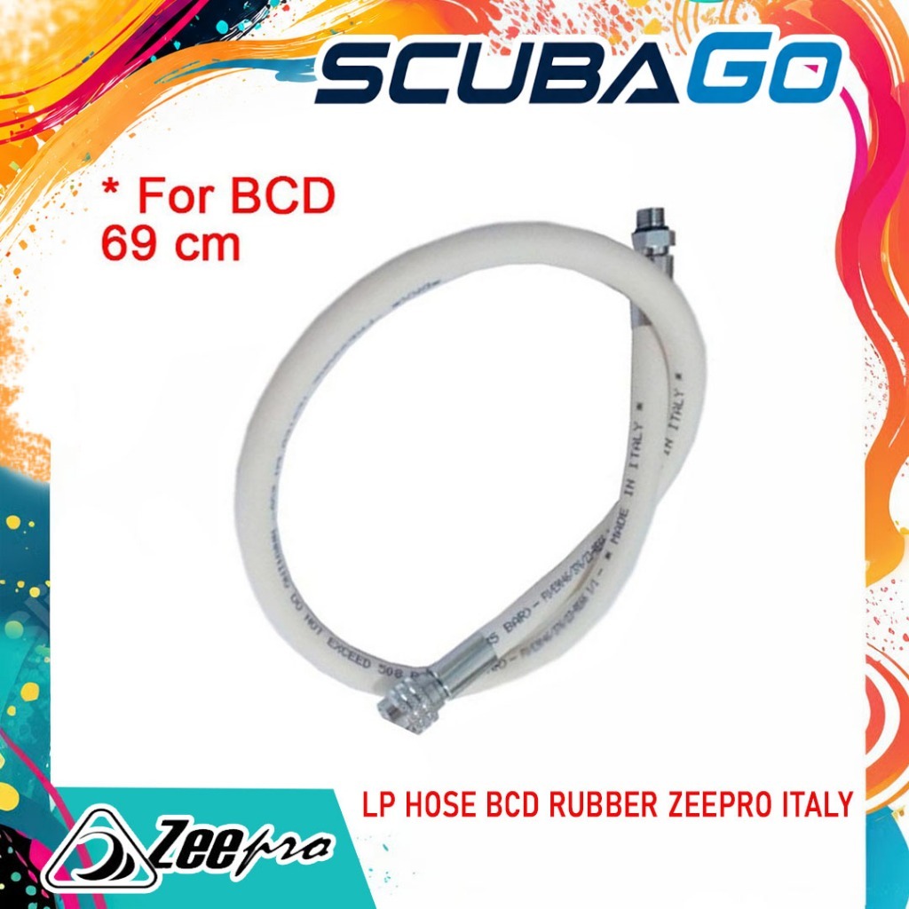Low Pressure BCD Rubber Zeepro Italy 69cm White Lp Hose Selang BC Selam Scuba Diving