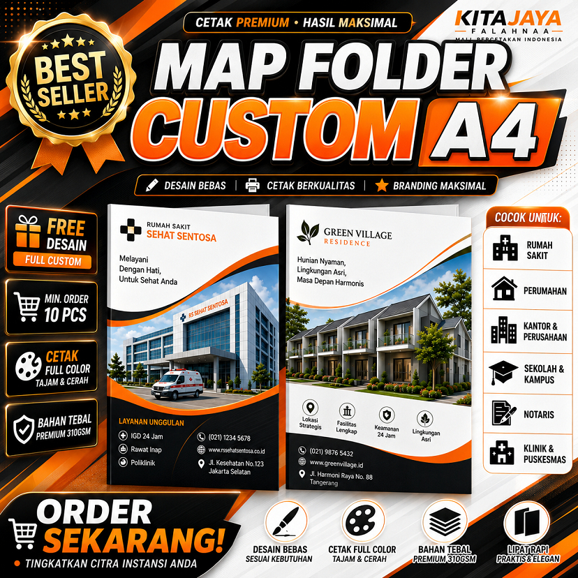 Map Folder A4 Custom Logo Sekolah Kampus Map Ijazah Rekam Medis Rumah Sakit Notaris Perusahaan Murah
