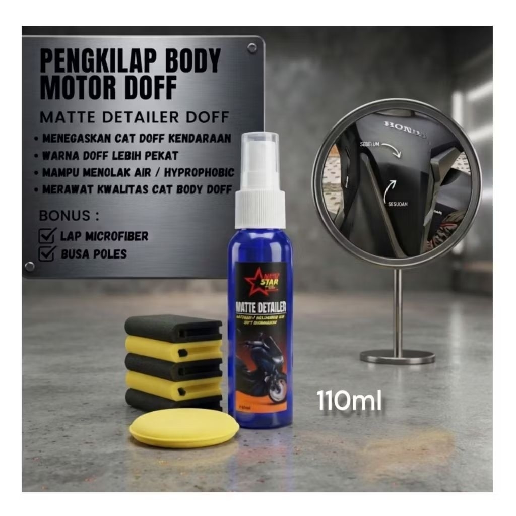 Pengkilap body motor doff/Matte detailer/body doff/perawatan cat doff/pelindung/pelapis cat body war