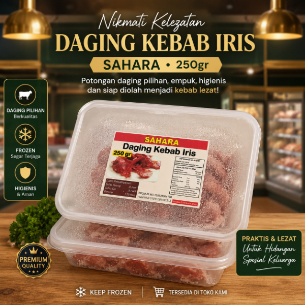 Daging Kebab Slice iris 250 gram - Daging Kebab Sahara Slice Iris 250