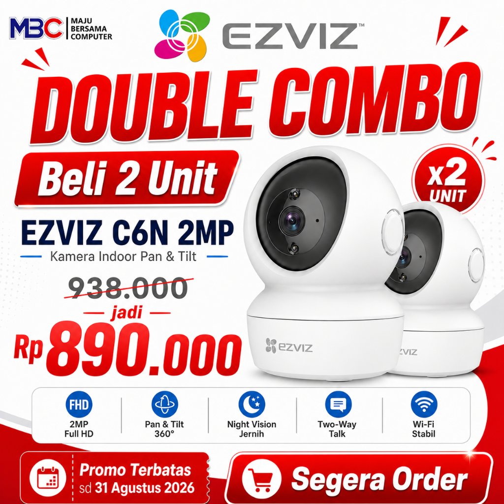 Paket COMBO 2 Unit EZVIZ C6N 2MP 3MP CCTV Indoor WiFi Pan Tilt 1080P Garansi Resmi 2 Tahun