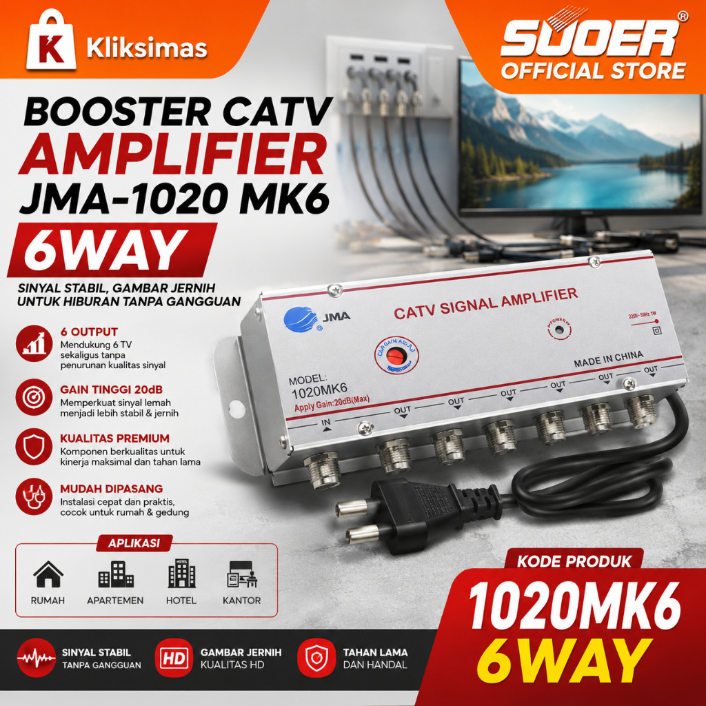 BOOSTER CATV AMPLIFIER JMA-1020 MK6 6WAY