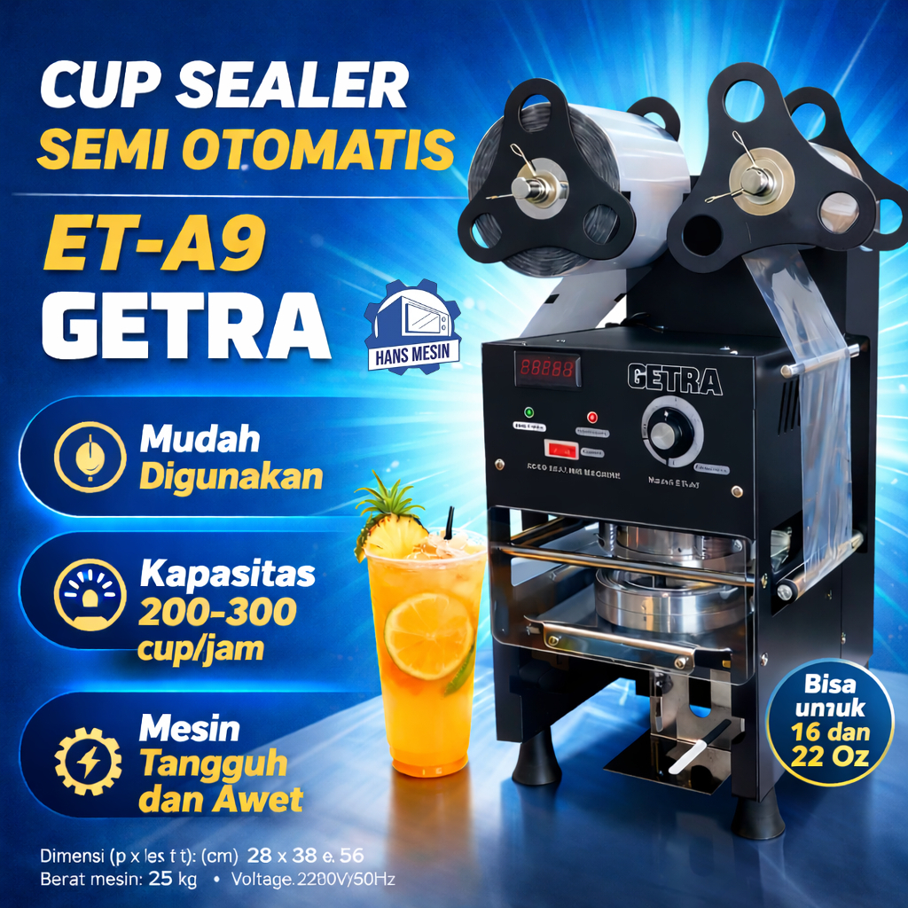 GETRA MESIN PRESS GELAS PLASTIK SEMI OTOMATIS / CUP SEALER SEMI OTOMATIS (GETRA) ET-A9