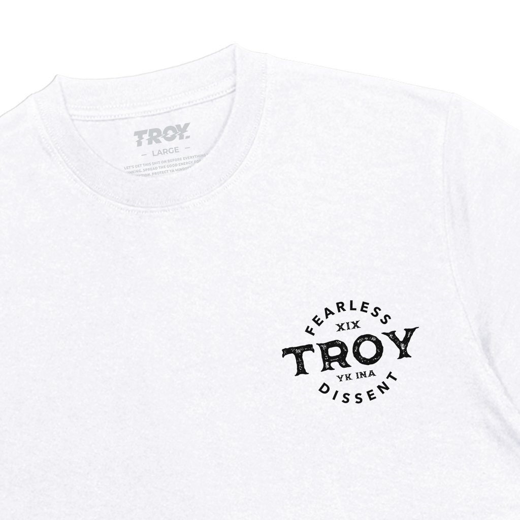 Troy Company T-Shirt White Fearless Dissent -  Kaos Pria Lengan Pendek Putih MTD 3690