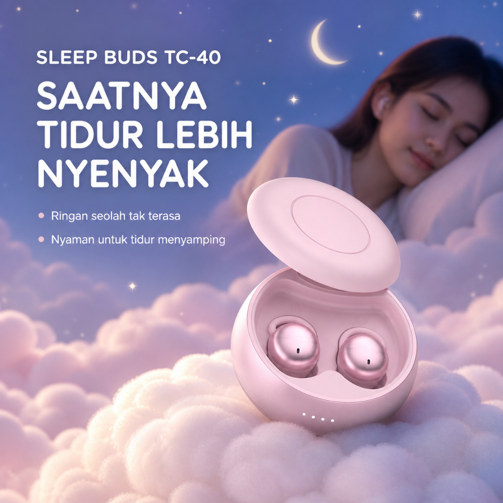 Sleep Buds Earbud Bluetooth Khusus Tidur Tanpa Tekanan Telinga v6.0 Earbud HIFI Stereo Musik Headset
