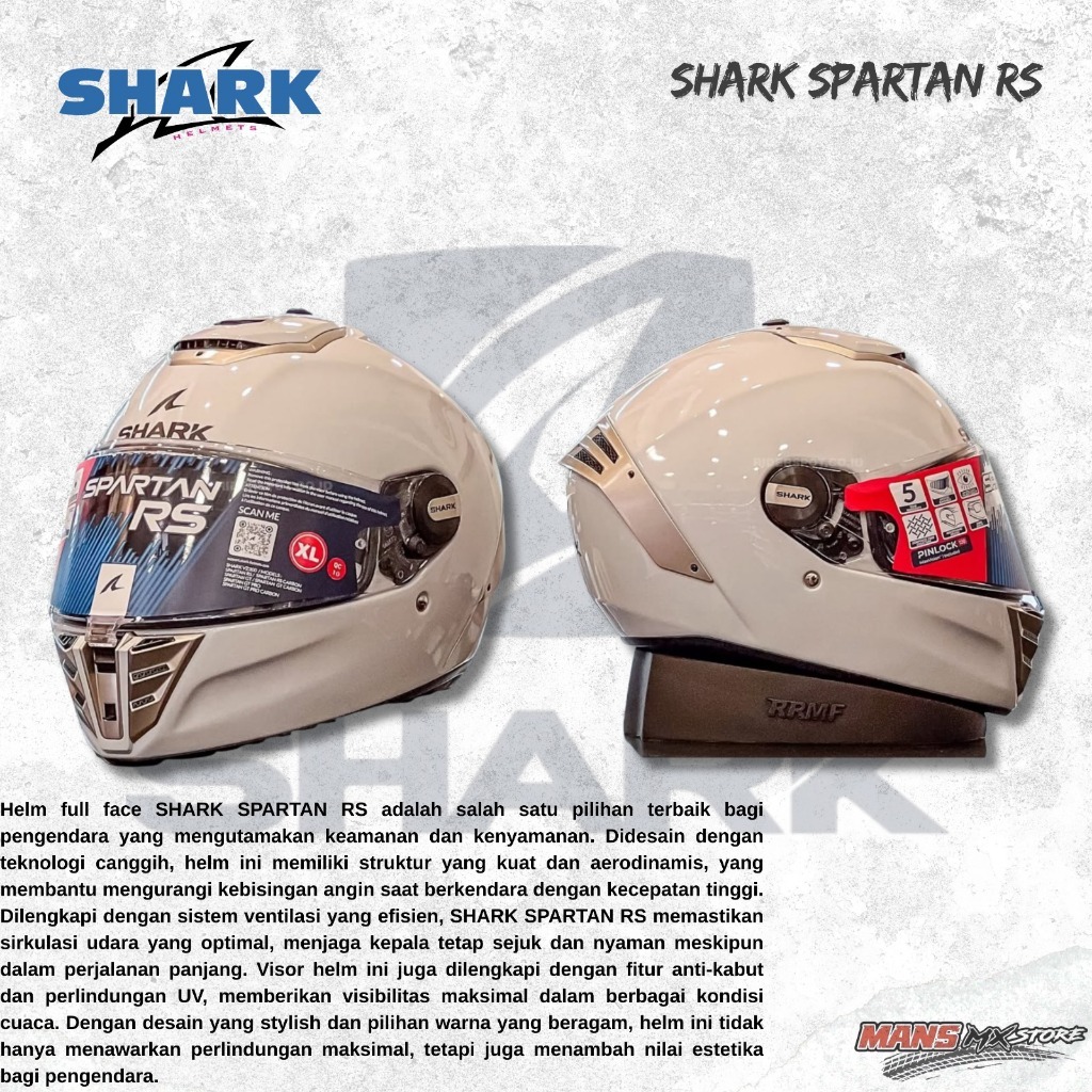 HELM SHARK SPARTAN RS WHITE SILVER GLOSS FULLFACE ORIGINAL HELMET SHARK