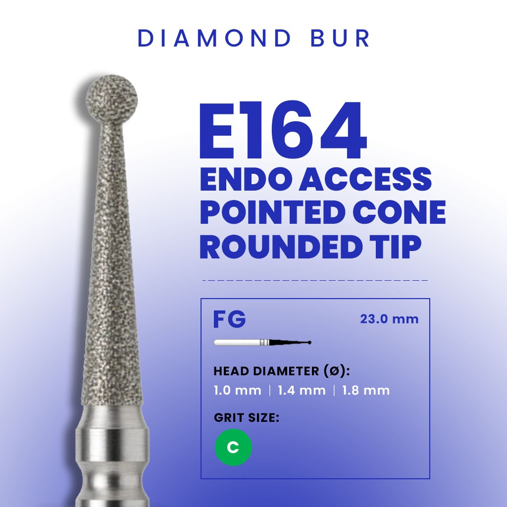 Diamond Bur Endo Access E164 Pointed Cone Rounded Tip FG High Speed Handpiece | Bur Gigi Diamond End