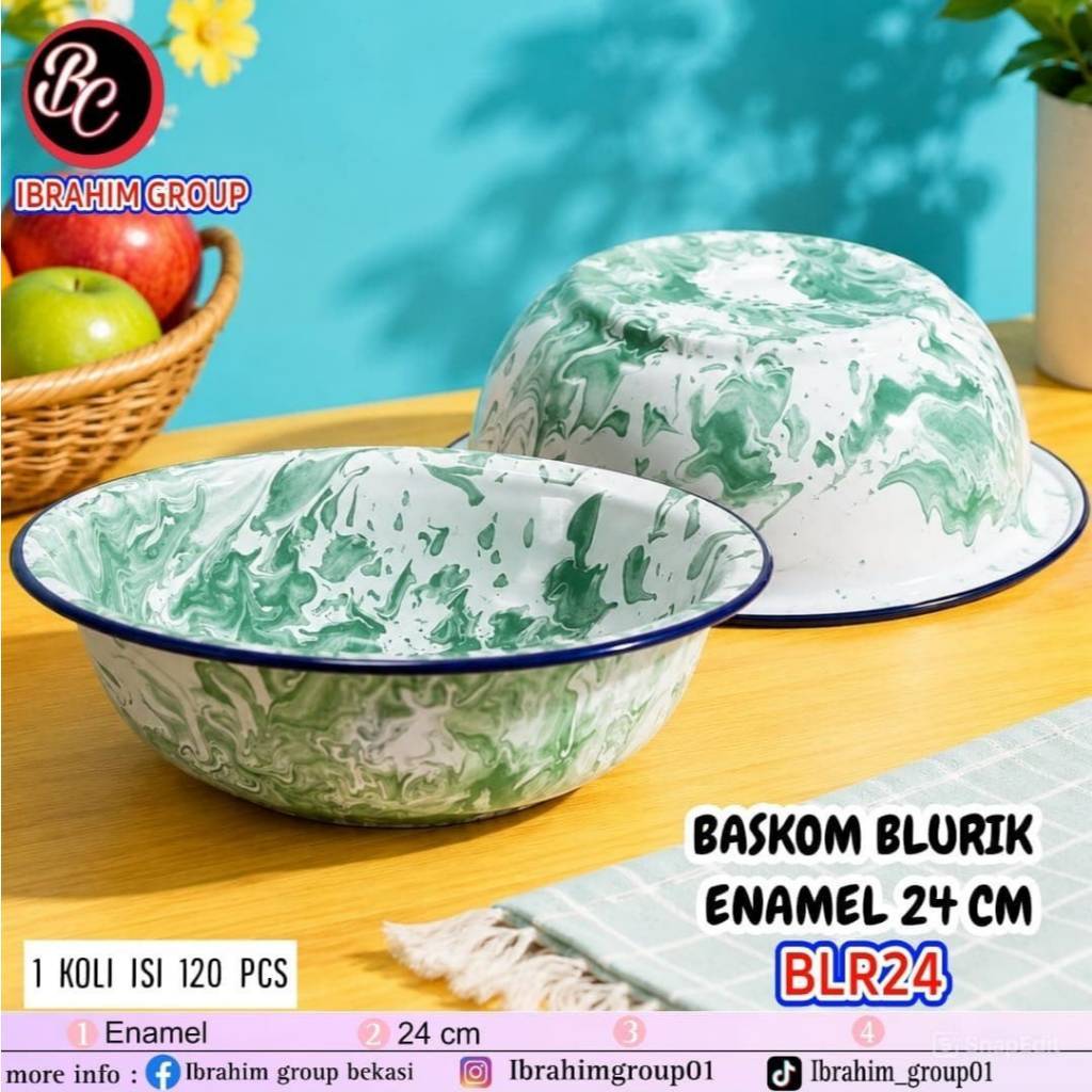 Baskom Blurik Enamel / Baskom Enamel Jadul Motif Loreng
