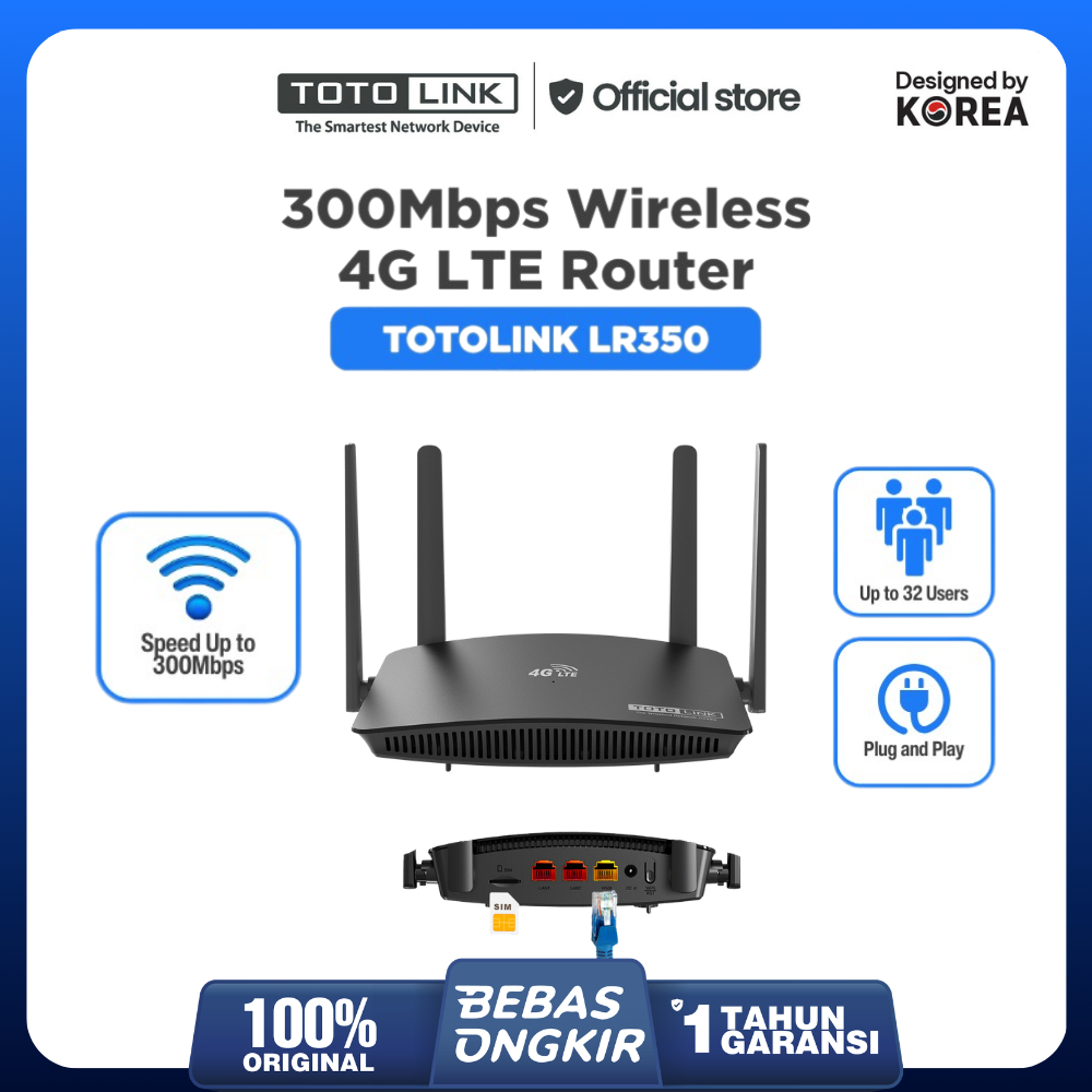 TOTOLINK LR350 – 4G LTE Wireless Router 300Mbps Modem Wifi Router Support All Operator Sim Card