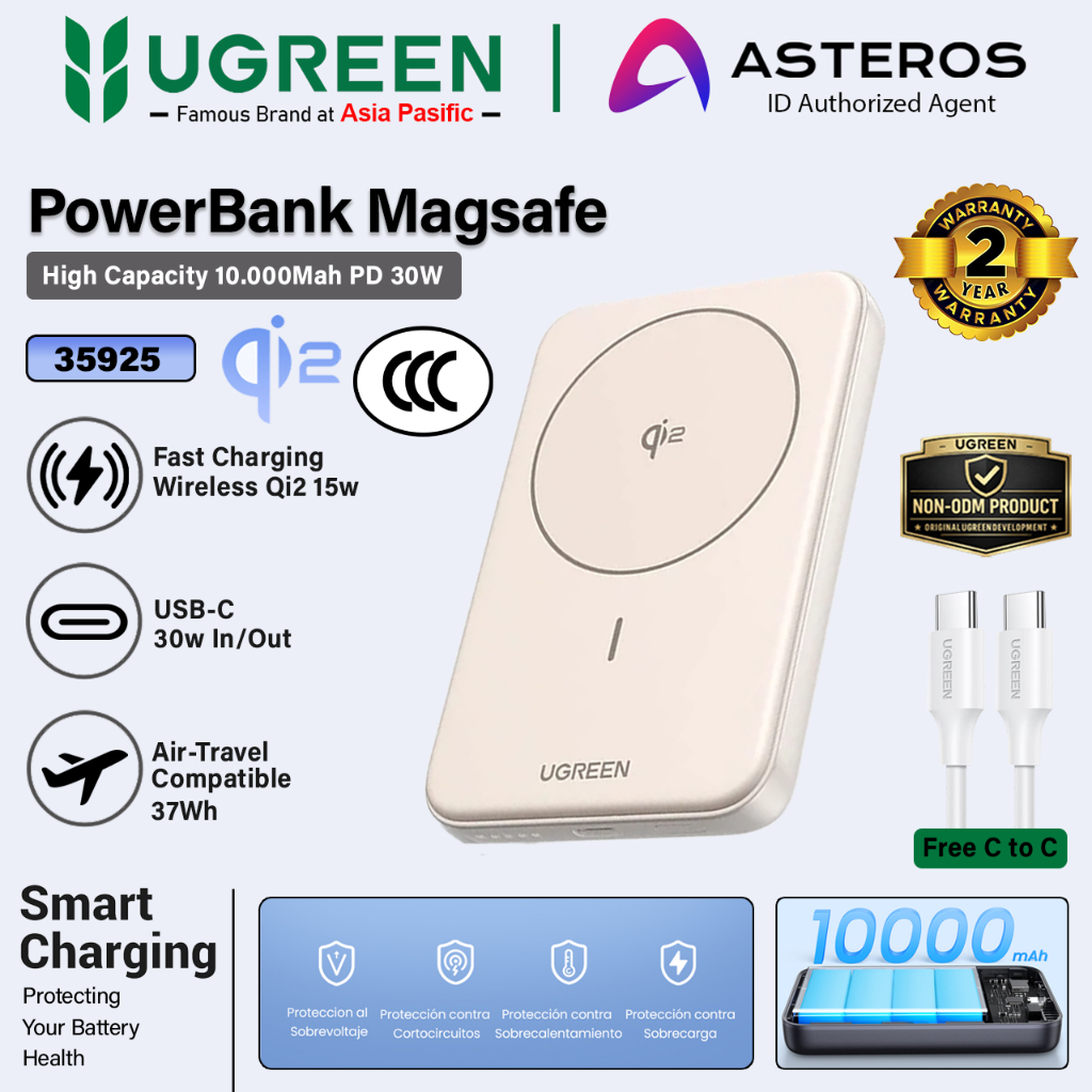 UGREEN Powerbank Wireless Magsafe 5000mah -10000mah Qi2 15W Fast Charging For iPhone, Samsung