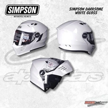 HELM SIMPSON DARKSOME WHITE GLOSS HELMET SIMPSON MODULAR ORIGINAL