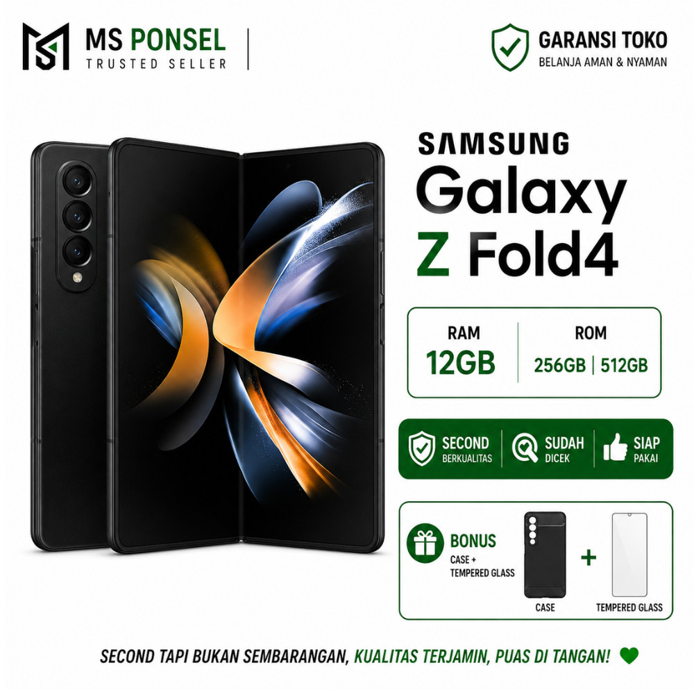 Samsung Galaxy Z Fold4 12/256GB 12/512GB Second Original Resmi IMEI | Foldable HP Lipat