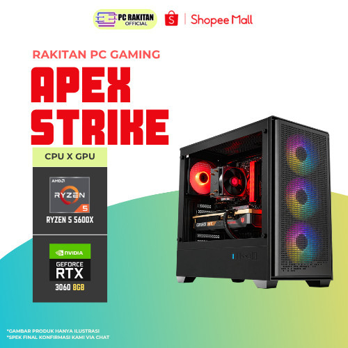 APEX STRIKE PC AMD RYZEN 5 5600X RTX 3060 8GB/ 16GB 256GB RAKITAN PC GAMING - UGE-TR-EK-COC/D4