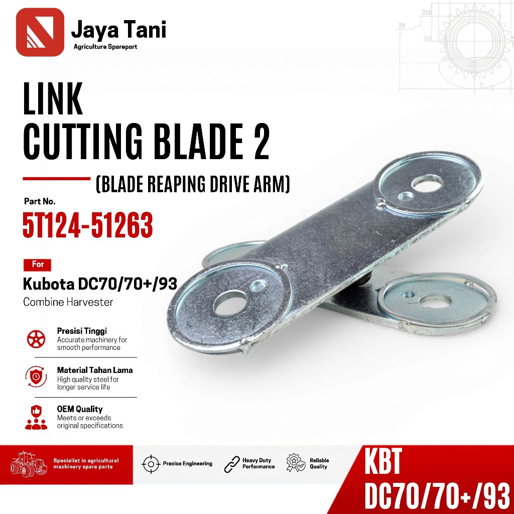 LINK CUTTING BLADE 2 SAMBUNGAN PISAU 5T124-51263 LENGAN PENGGERAK PISAU KUBOTA DC70/DC70+/DC93