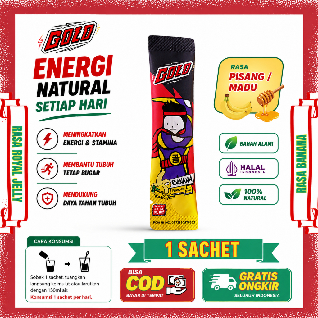 Golo Ginseng Original Minuman Bubuk Botanical Rasa Banana dan Madu Original