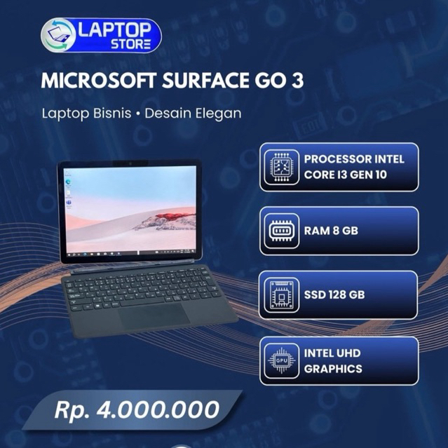 Microsoft surface go 3 Core i3 Ram 8gb ssd 128gb
