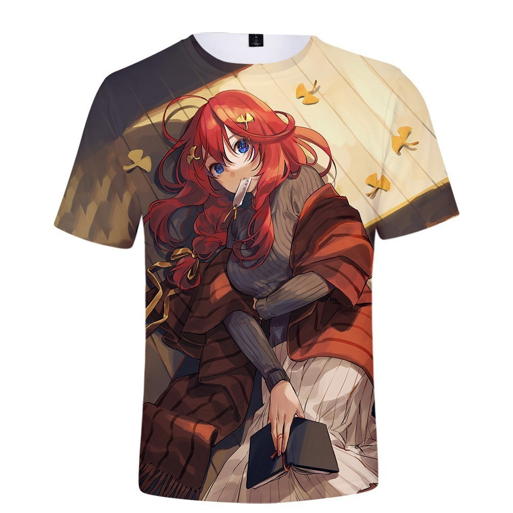 Unisex Anime The Quintessential Quintuplets T‑shirt, Nakano Itsuki 3D Full Print Short Sleeve Casual