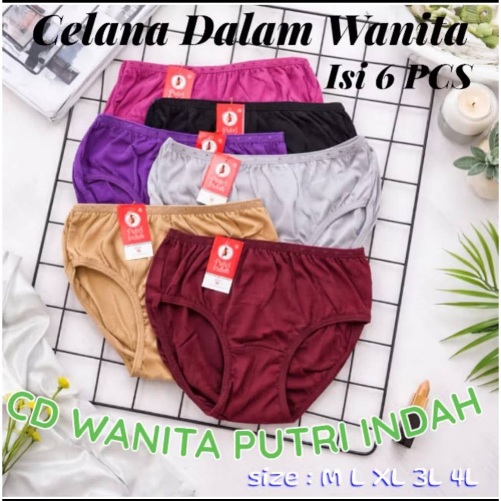 CD Celana Daleman Wanita Murah 6 Pcs / Size M L XL XXL 3L