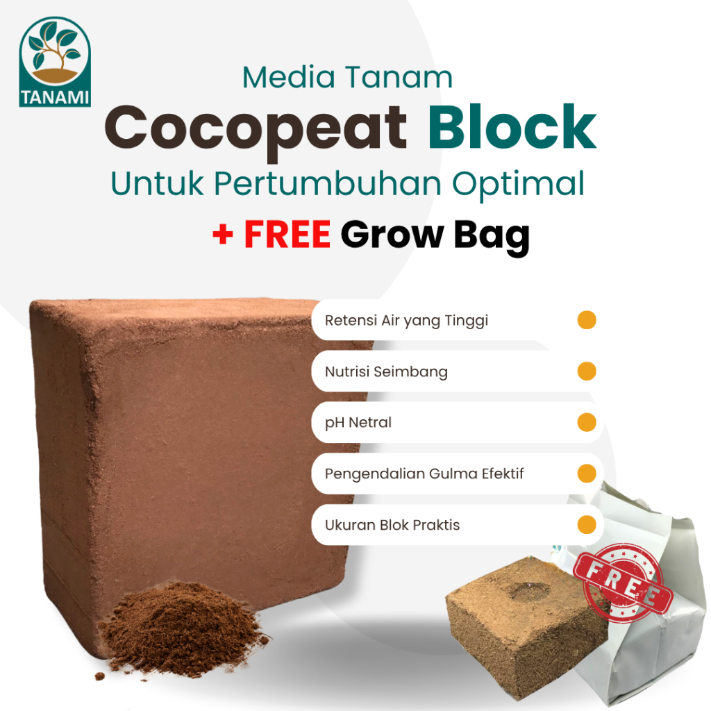 Cocopeat Block 5kg Media Tanam Sabut Kelapa TANAMIID Free Grow Bag