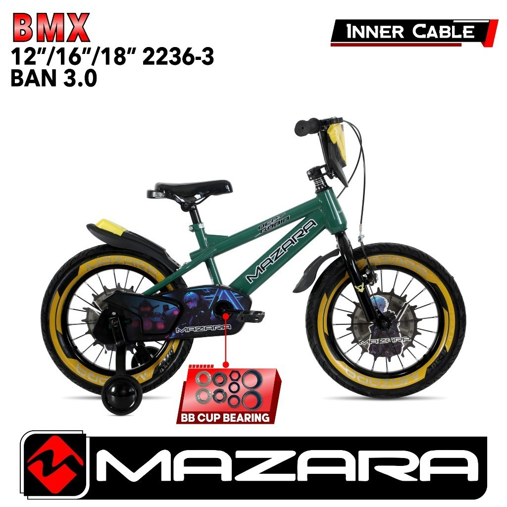 Sepeda anak laki laki Bmx 16 Inch Mazara 2236-3 Ban 3.0 by mazara terbaru