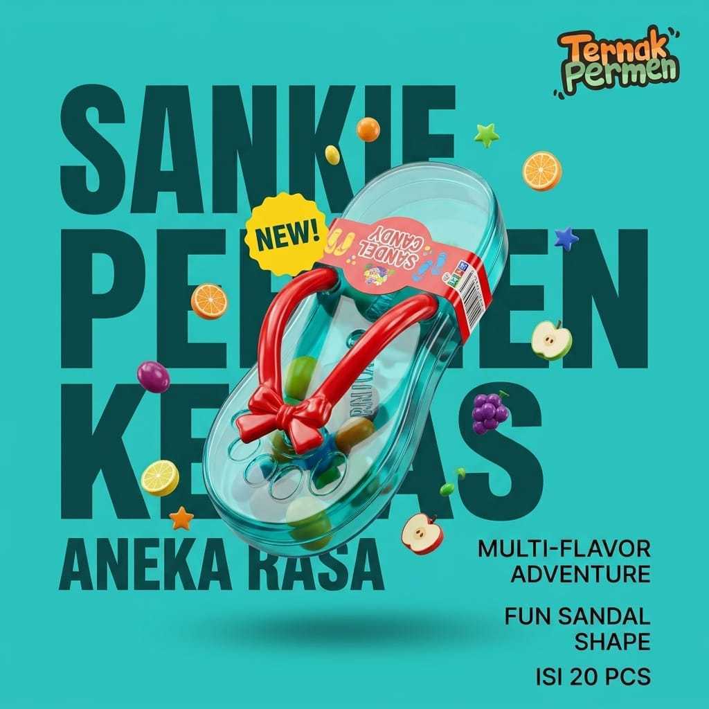 Permen Keras Sankie Bentuk Sandal Unik Aneka Rasa Buah isi 20 pcs - Permen Mainan Viral Murah Halal 