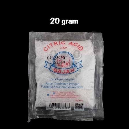 CITRUN CITRIC ACID CAP GAJAH 1 PAK (ISI 50 X 20g)