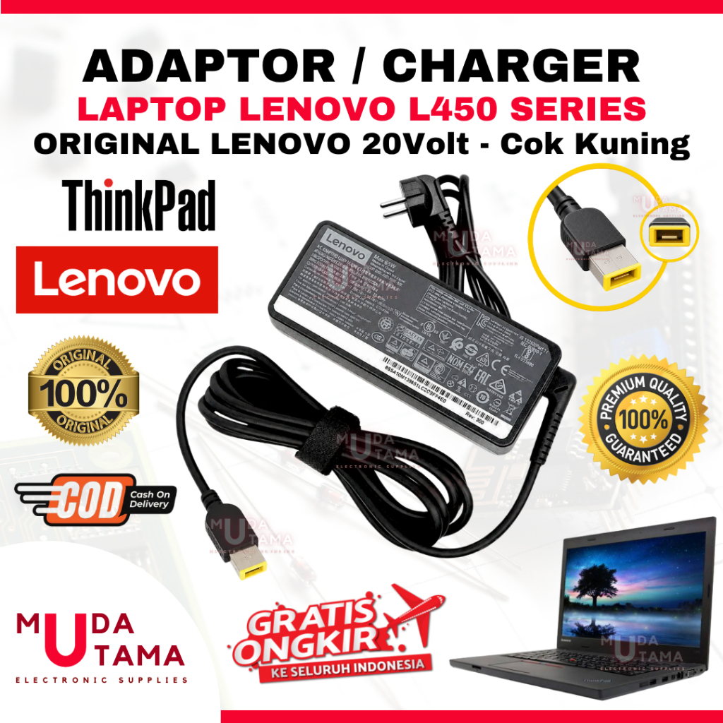 Adaptor Charger Laptop LENOVO Thinkpad L450 USB Kuning - Adaptor Laptop LENOVO Thinkpad L450 - Adapt