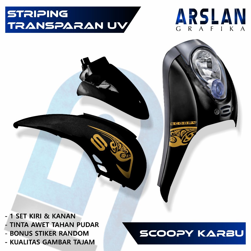 Striping Transparan UV Scoopy Karbu - Set Striping Transparan UV SCOOPY Karbu List Polet Batik