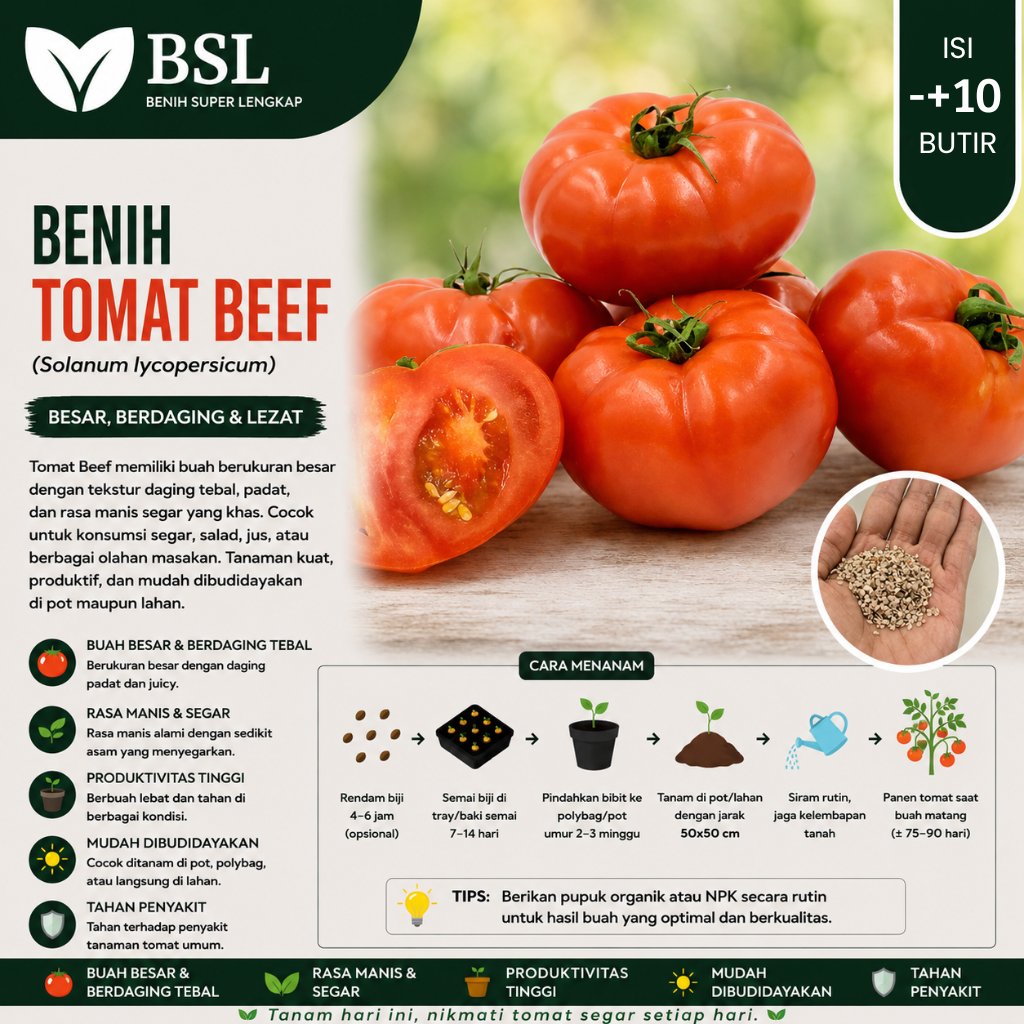 ( 10 Butir ) Benih Biji Tomat Beef | Tomat Beefsteak | Beefsteak Tomato | UKI BIBIT