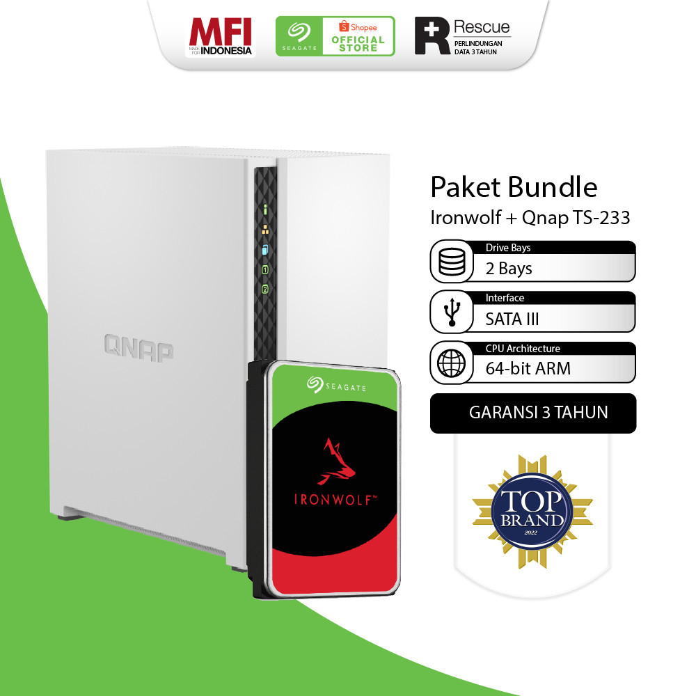 [Bundle] Seagate IronWolf HDD / Hardisk NAS + QNAP TS-233