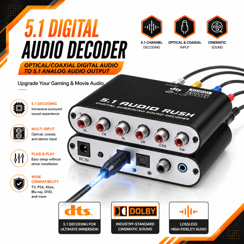 DTS / Dolby AC3 Decoder to Active Speaker 5.1 Converter