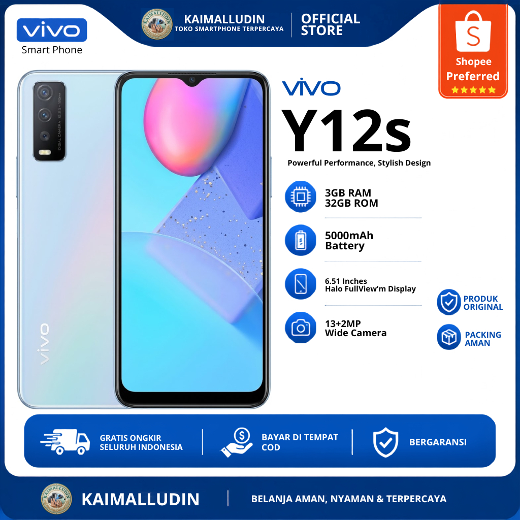 VIVO Y12S RAM 3/32 HP NORMAL SECOND SIAP PAKAI