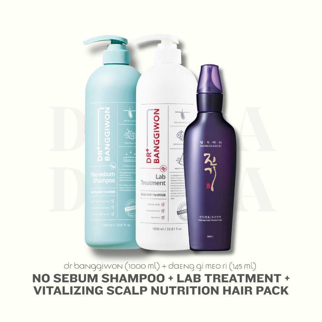 DAMOA - No Sebum Shampoo 1000ml + Lab Treatment 1000ml + Vitalizing NHP 145ml - Shampoo anti lepek -