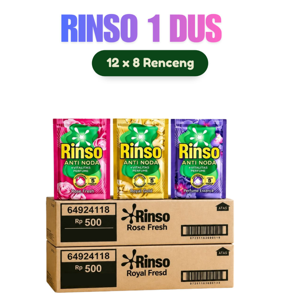 RINSO CAIR 1 DUS / Rinso Renceng 1 Dus 20 ml isi sachet Anti Noda