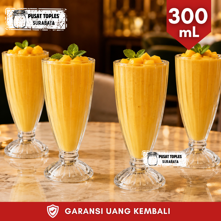 GELAS KACA BESAR TEBAL 300 ml GELAS MUG PITCHER KACA TEBAL MOTIF KOTAK GARIS TRANSPARAN KRISTAL BENI
