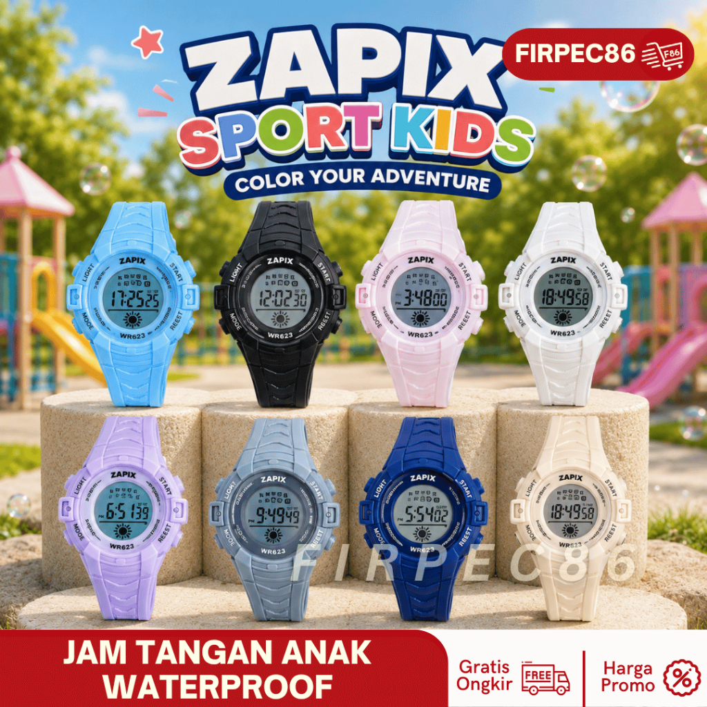 ZAPIX  Jam Tangan Anak Digital Sport WR623 WR30M Waterproof Alarm Anak Laki Laki Perempuan