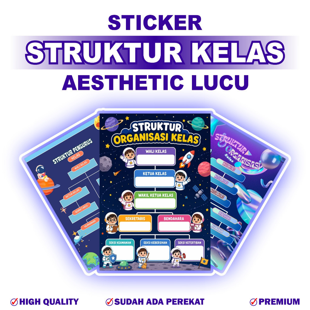 STIKER POSTER STRUKTUR ORGANISASI KELAS AESTHETIC