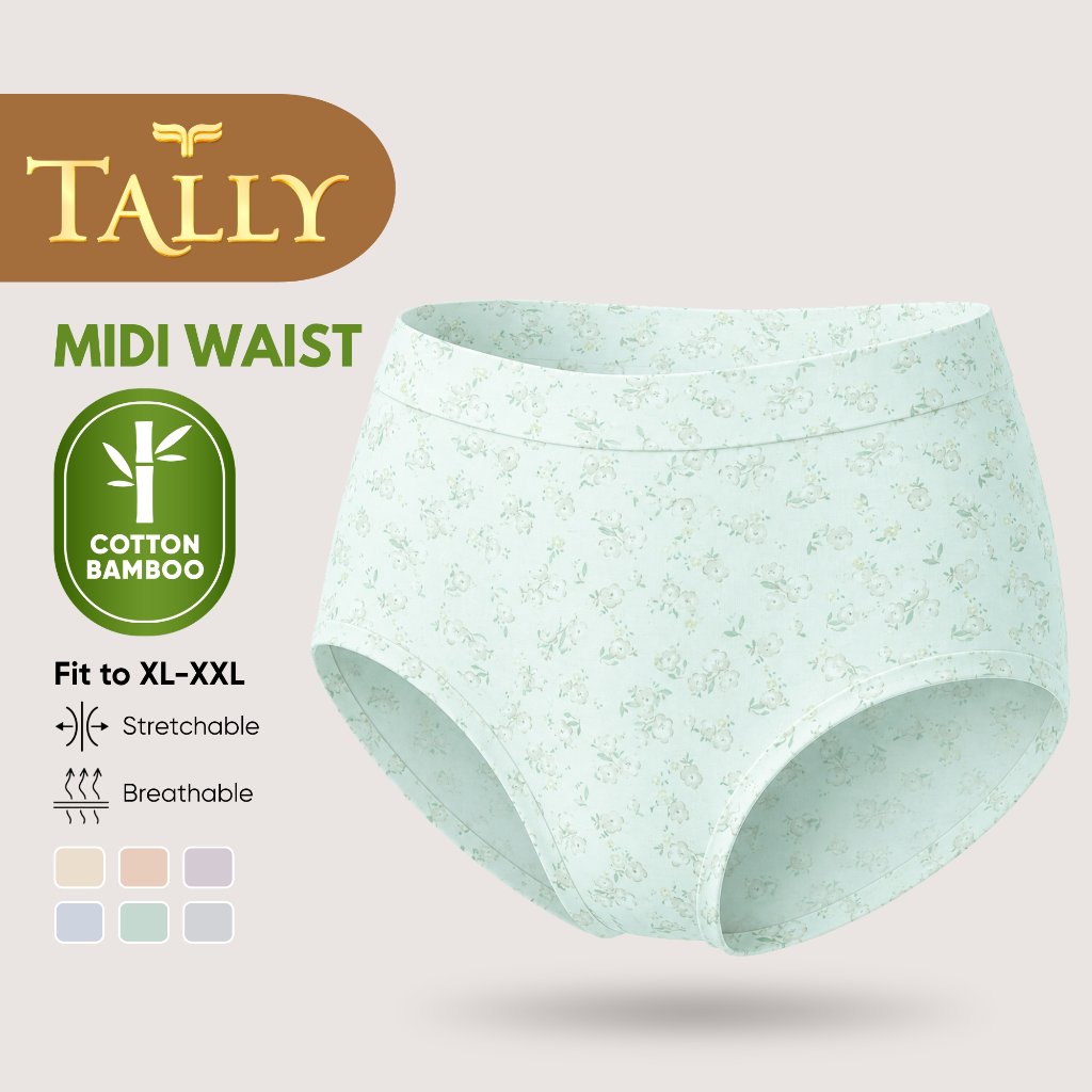 TALLY Celana Dalam Wanita Bahan Katun Bambu Fit to XL - XXL CD Motif Daily Basic CD 8580