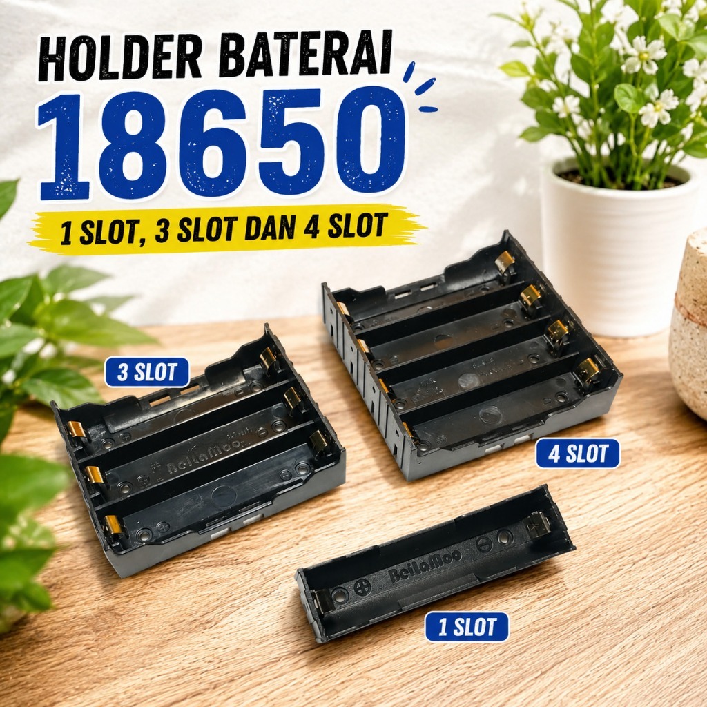 Holder Baterai 18650 - Desain Solid, Mudah Disolder, Fleksibel Seri/Pararel