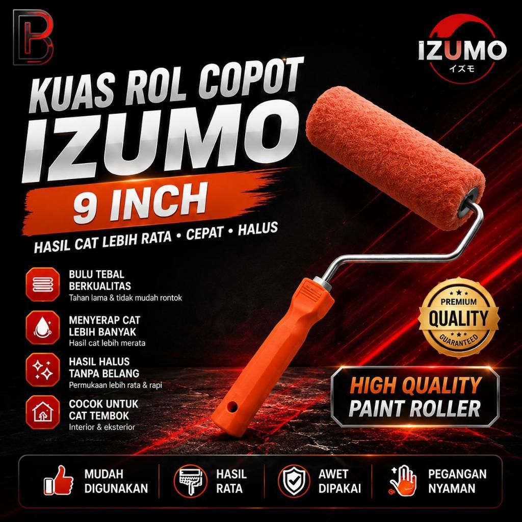 Kuas Rol Cat Copot IZUMO 9 Inch Premium Paint Roller Bulu Tebal Roller Cat Tembok Dinding Plafon Int