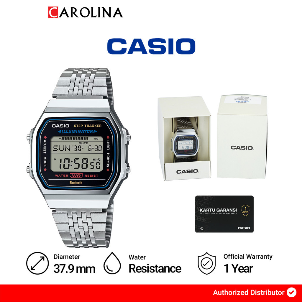Jam Tangan Unisex Casio Vintage ABL-100WE-1A Smartphone Link Digital Dial Stainless Steel Band