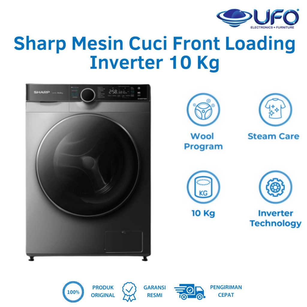 Sharp Mesin Cuci Front Loading 10 Kg Inverter ESFL1410MSX